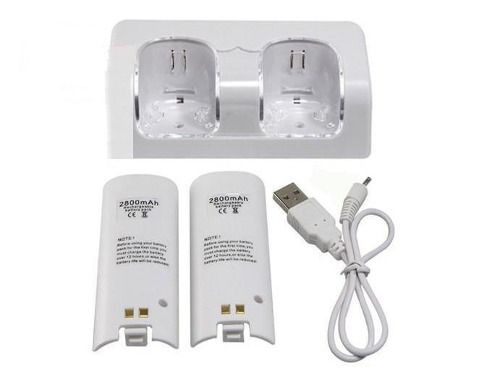 Base Carregadora Para Wii Remote + 2 Baterias De 2800 Mah